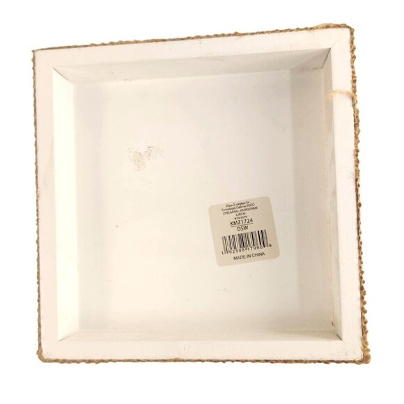 Rustic Wooden Welcome Home Sign With Leaf Wreath Design Burlap Edges Square 5.5" - Picture 5 of 5